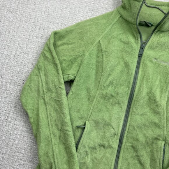 Columbia Women's Sz Small Lime Green Polar Fleece Jacket Full Zip Pockets Hike - Picture 3 of 16